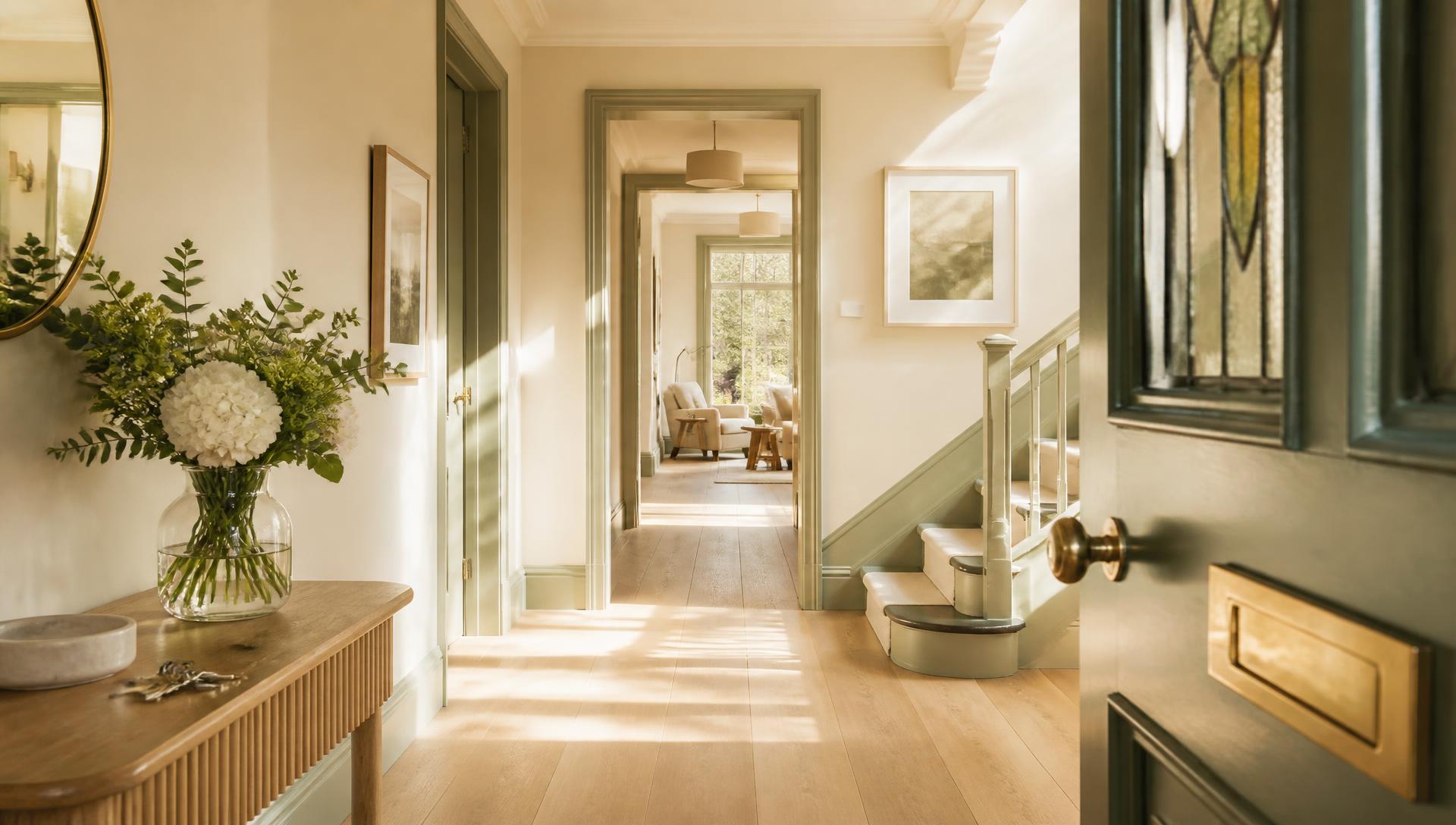 A bright, light-filled British home interior
